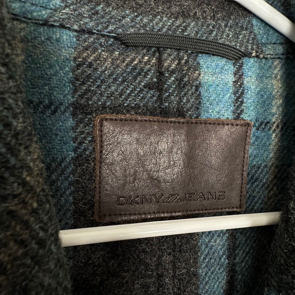 VTG DKNY Wool Blend Plaid Peacoat Women M Double Breasted Jacket Italian Y2K 90s - Picture 5 of 12